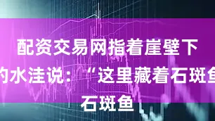 配资交易网指着崖壁下的水洼说：“这里藏着石斑鱼